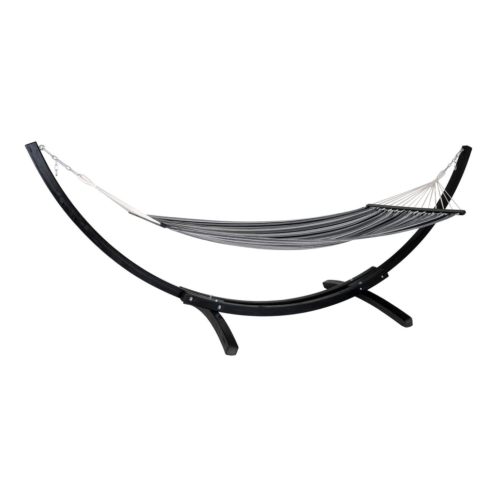 Tripoli Hammock  - Hammock on wooden stand, larch, polyester/cotton, black/grey/white